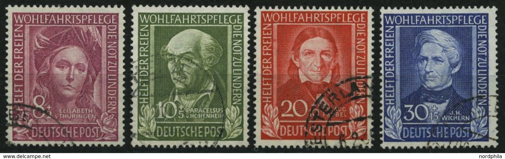 BUNDESREPUBLIK 117-20 O, 1949, Helfer Der Menschheit, üblich Gezähnter Prachtsatz, Mi. 170.- - Usados