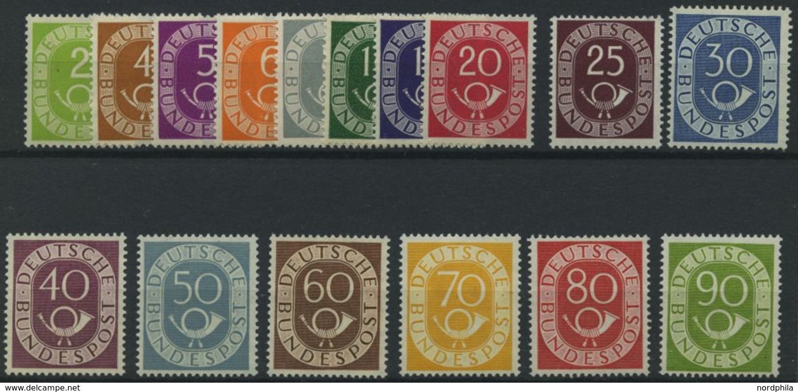 BUNDESREPUBLIK 123-38 **, 1951, Posthorn, Postfrischer Prachtsatz In Einwandfreier Zähnung, Mi. 2200.- - Usati