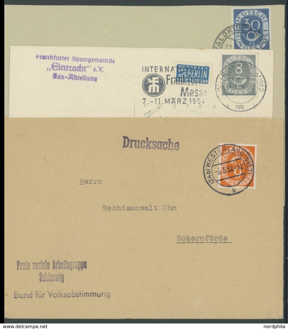 BUNDESREPUBLIK 126,127,132 BRIEF, 1954, 6, 8 Und 30 Pf. Posthorn, Je Als Einzelfrankatur, Pracht - Usados