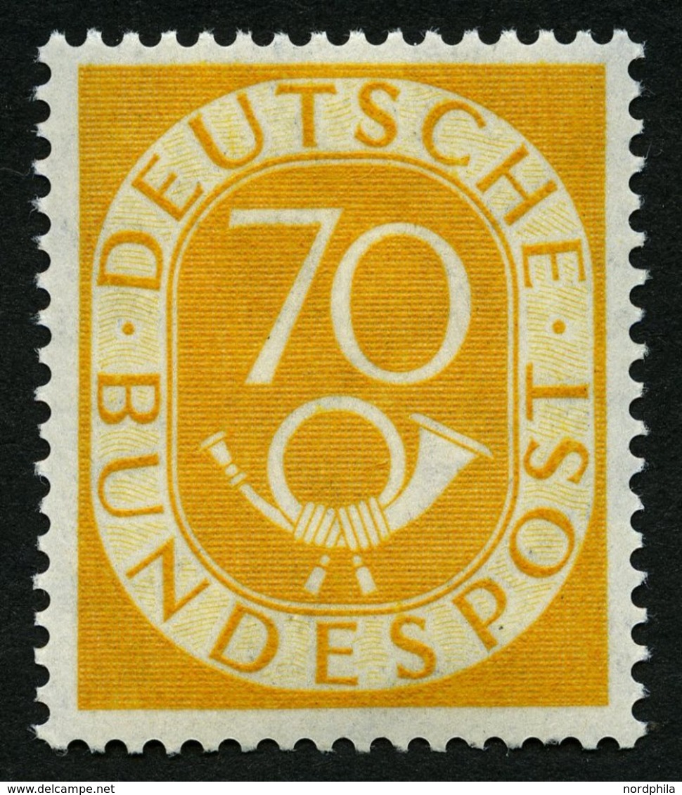 BUNDESREPUBLIK 136 **, 1952, 70 Pf. Posthorn, Unten Ein Kürzerer Zahn Sonst Pracht, Mi. 500.- - Gebraucht