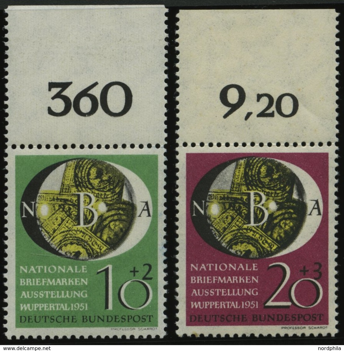 BUNDESREPUBLIK 141/2 **, 1951, NBA Vom Oberrand, Pracht, Mi. (90.-) - Usati