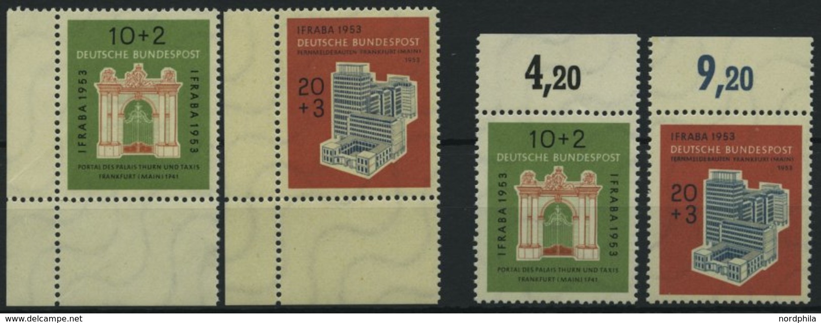 BUNDESREPUBLIK 171/2 **, 1953, IFRABA Aus Den Linken Unteren Bogenecken Und Vom Oberrand, 2 Prachtsätze, Gepr. D. Schleg - Gebraucht