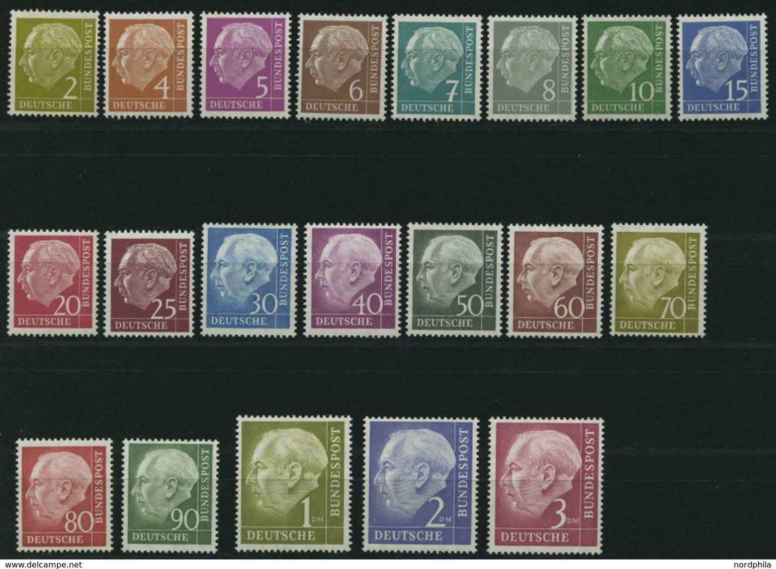 BUNDESREPUBLIK 177-96 **, 1954, Heuß, Prachtsatz, Mi. 280.- - Gebraucht