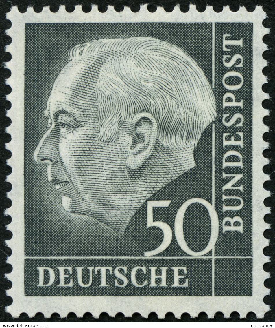 BUNDESREPUBLIK 189 **, 1954, 50 Pf. Heuss, Pracht, Gepr. Schlegel, Mi. 200.- - Usati
