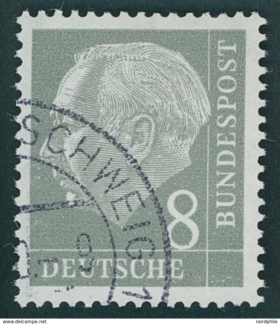 BUNDESREPUBLIK 182Y O, 1960, 8 Pf. Heuss Wz. Liegend, Nachauflage, Pracht, Gepr. D. Schlegel, Mi. 150.- - Gebraucht