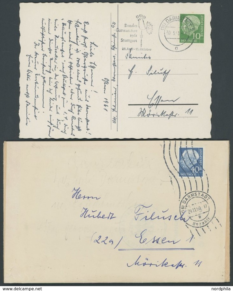 BUNDESREPUBLIK 183y,260y BRIEF, 1960, 10 Und 40 Pf. Heuss Lumogen, Je Als Einzelfrankatur Auf Bedarfsbeleg, Feinst/Prach - Gebraucht