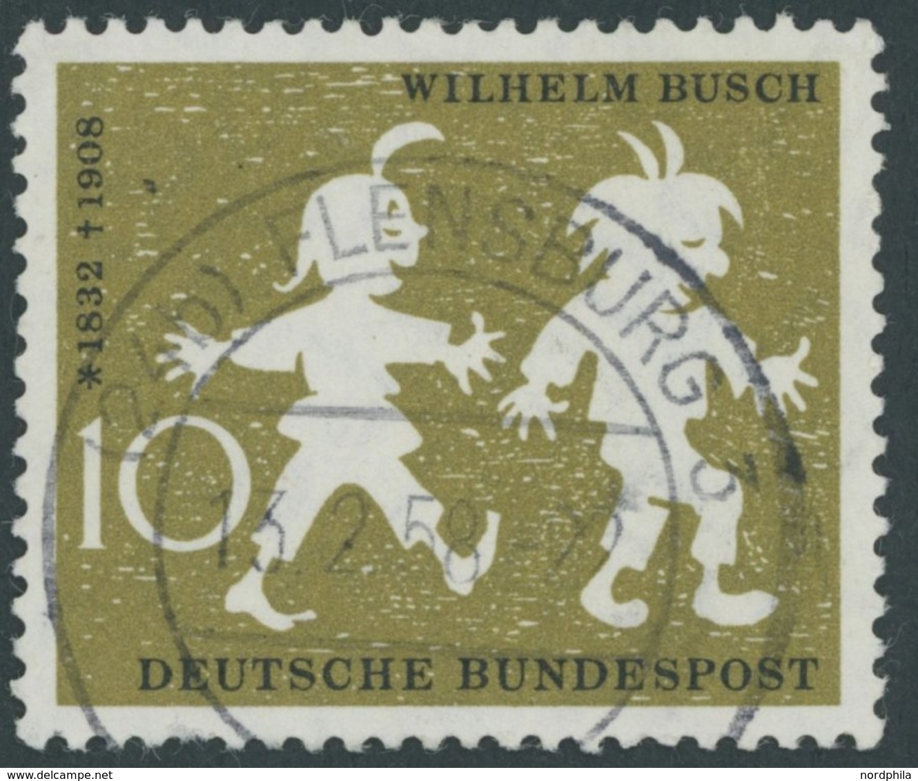 BUNDESREPUBLIK 281I O, 1958, 10 Pf. Max Und Moritz Mit Abart Moritz Mit Geschwollenem Zeh Am Linken Fuß, Ein Kurzer Zahn - Gebraucht