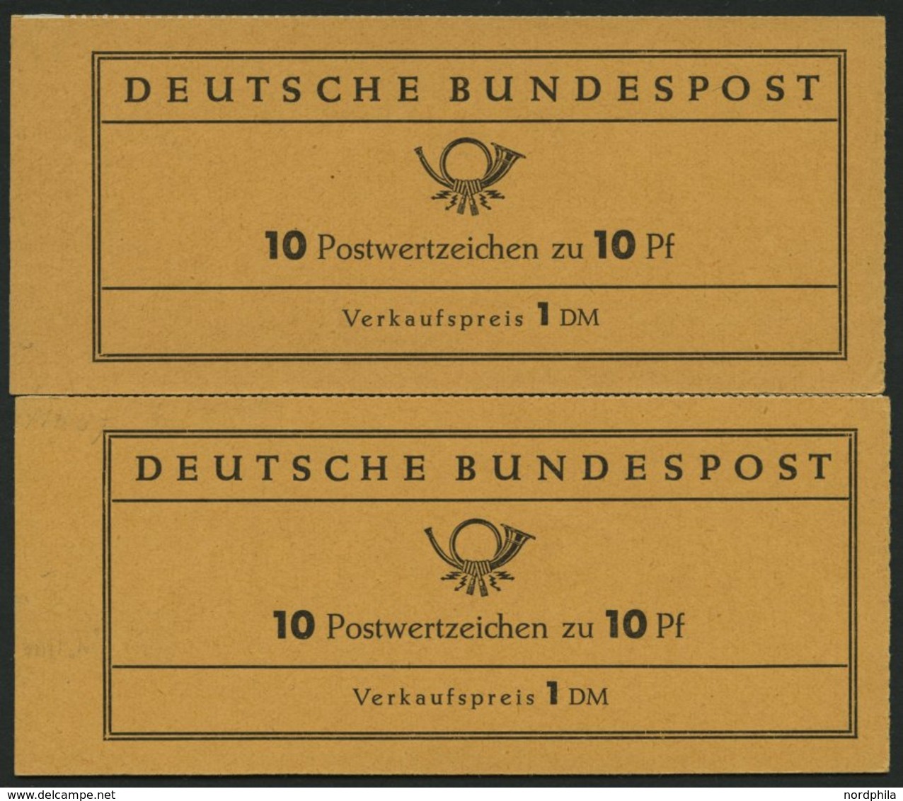 MARKENHEFTCHEN MH 6fbIV **, 1960, Markenheftchen Heuss Lumogen, Nachauflage, Mit Rahmendruck R1 Und R2, 2 Heftchen Prach - Other & Unclassified