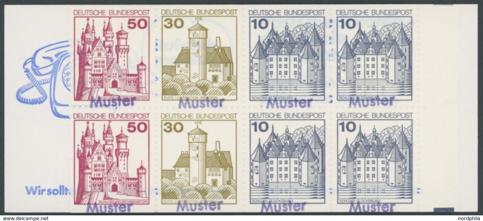 MARKENHEFTCHEN MH 21 **, 1977, Burgen Und Schlösser Mit Blauem Aufdruck Muster, Postfrisch, Pracht - Otros & Sin Clasificación