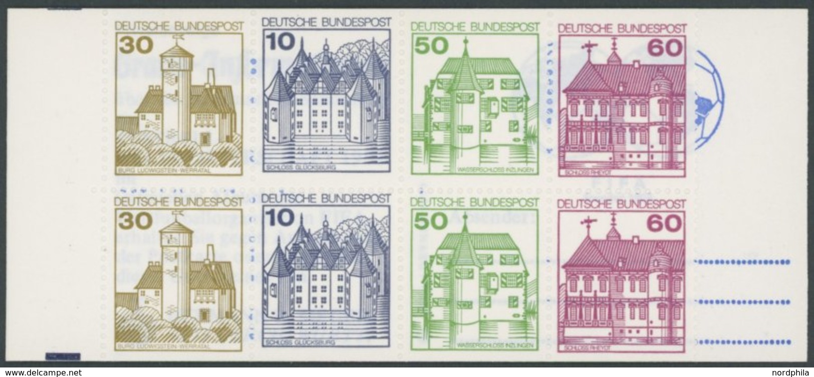 MARKENHEFTCHEN Mh 23 **, 1980, Burgen Und Schlösser Mit Klischee-Verschiebung, Druck Der 10 Pf.-Marke Nach Oben Verschob - Altri & Non Classificati