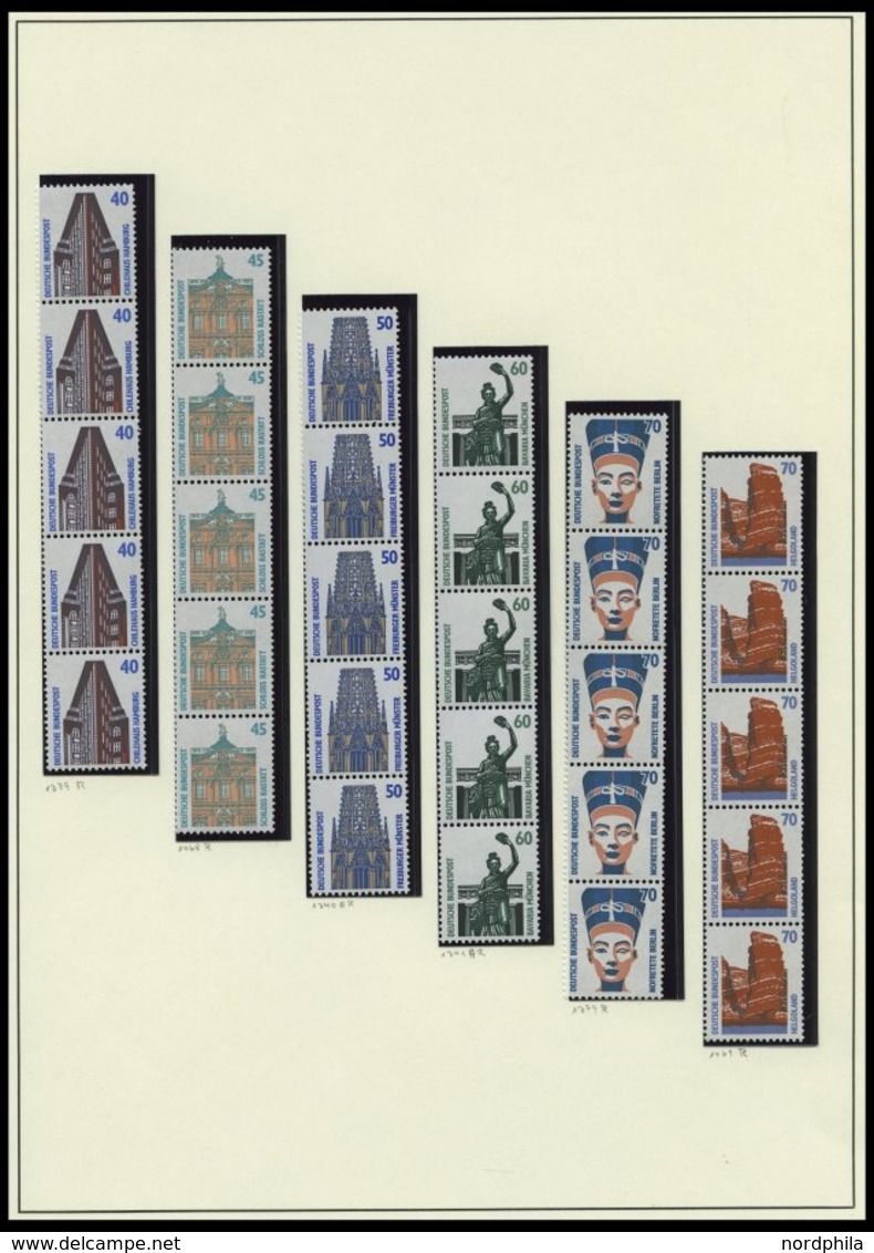 ROLLENMARKEN A. 1339-1679R **, 1987-93, 24 Verschiedene 5er-Streifen Sehenswürdigkeiten, Pracht, Mi. 340.- - Roulettes