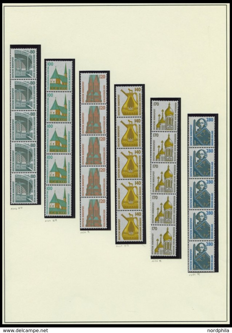 ROLLENMARKEN A. 1339-1679R **, 1987-93, 24 Verschiedene 5er-Streifen Sehenswürdigkeiten, Pracht, Mi. 340.- - Roulettes