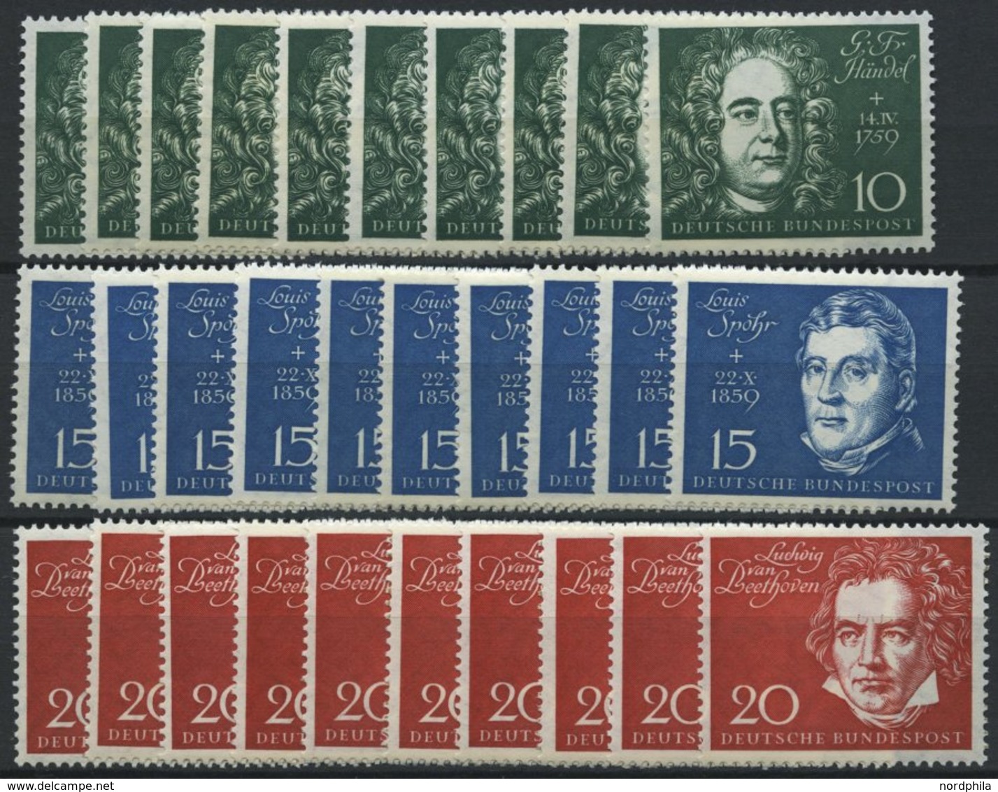 ENGROS 315-19 **, 1959, Beethoven, 10 Prachtsätze, Mi. 200.- - Errors & Oddities