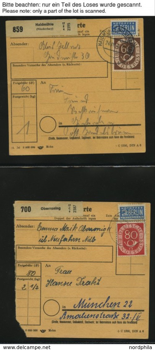 SAMMLUNGEN 1953/4, Interessante Sammlung Von 40 Paketkarten Mit Verschiedenen Posthorn-Frankaturen, Dabei Auch Einzelfra - Usati