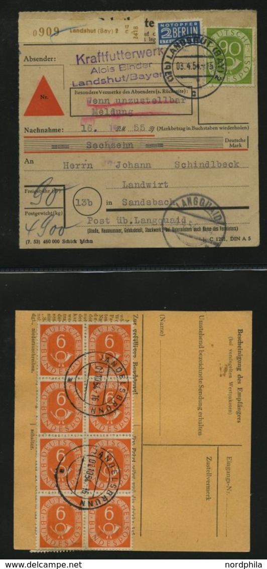 SAMMLUNGEN 1953/4, Interessante Sammlung Von 40 Paketkarten Mit Verschiedenen Posthorn-Frankaturen, Dabei Auch Einzelfra - Oblitérés