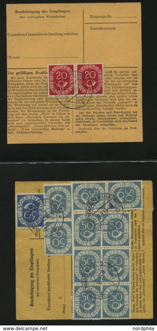 SAMMLUNGEN 1953/4, Interessante Sammlung Von 40 Paketkarten Mit Verschiedenen Posthorn-Frankaturen, Dabei Auch Einzelfra - Usati