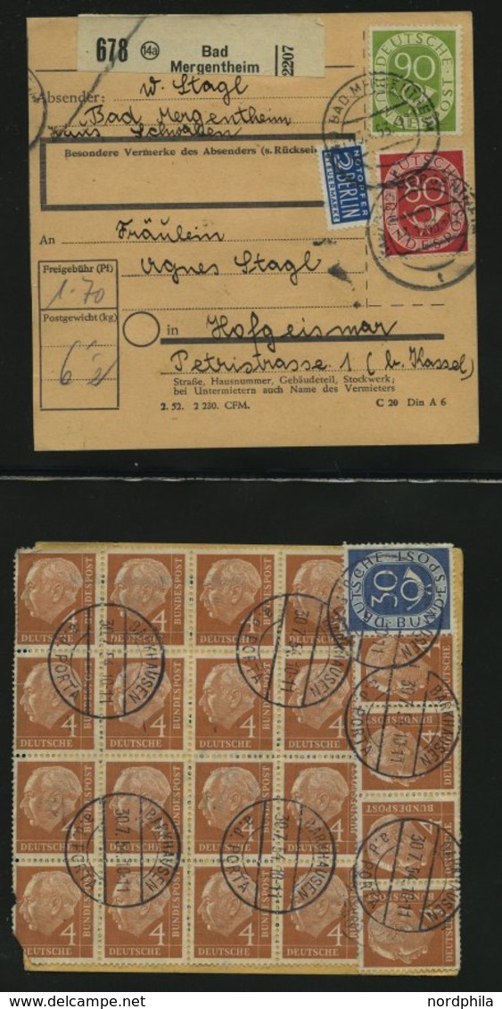 SAMMLUNGEN 1953/4, Interessante Sammlung Von 40 Paketkarten Mit Verschiedenen Posthorn-Frankaturen, Dabei Auch Einzelfra - Used Stamps