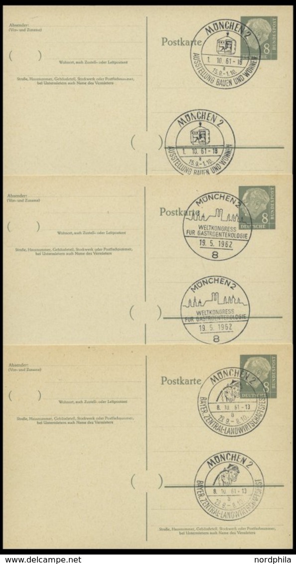 GANZSACHEN P 36 BRIEF, 1961, 8 Pf. Heuss Mit Postfachnummer Statt Postschließfachnummer, 6 Leer Gestempelte Karten Mit V - Collections