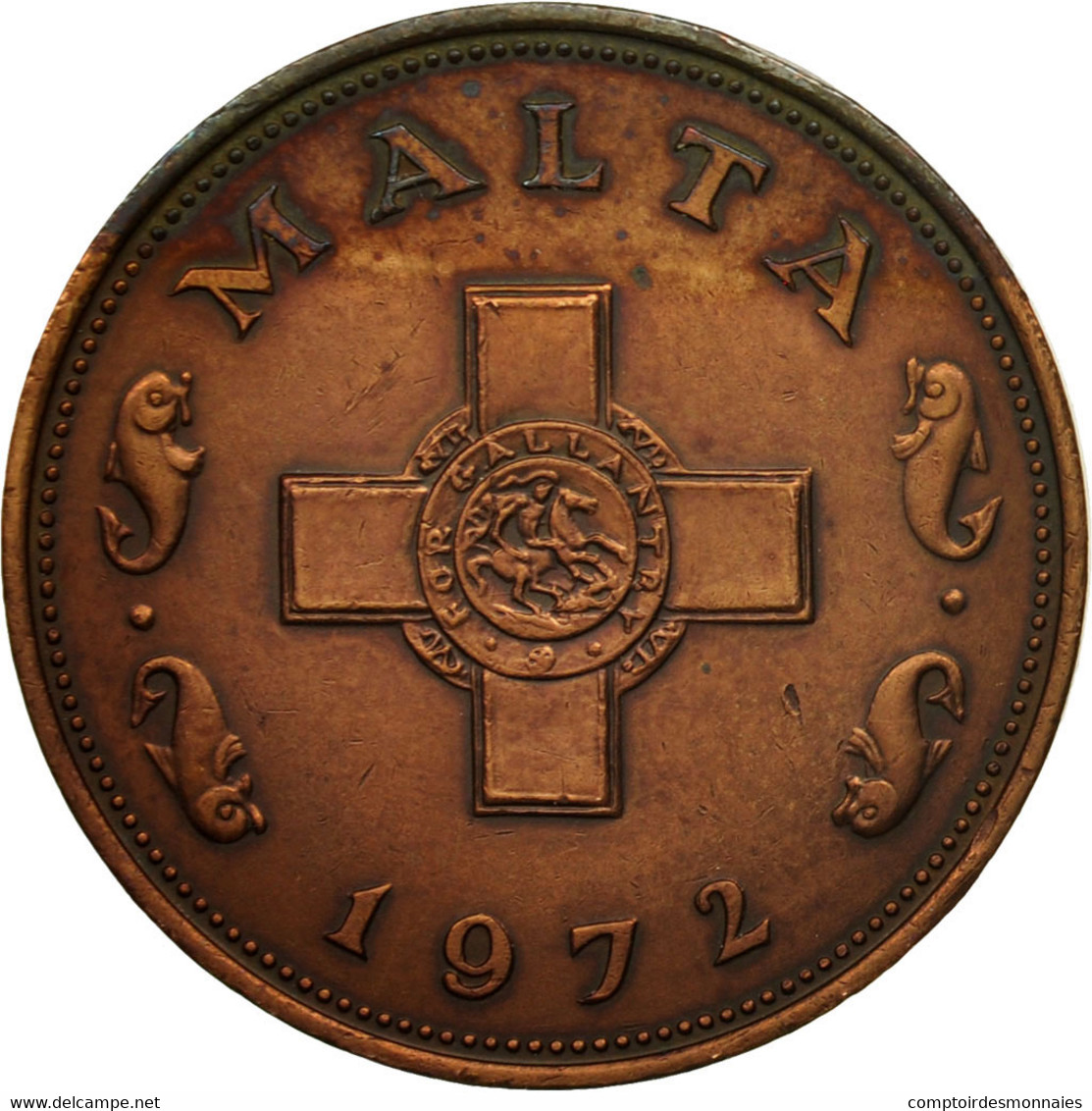Monnaie, Malte, Cent, 1972, British Royal Mint, TB+, Bronze, KM:8 - Malte