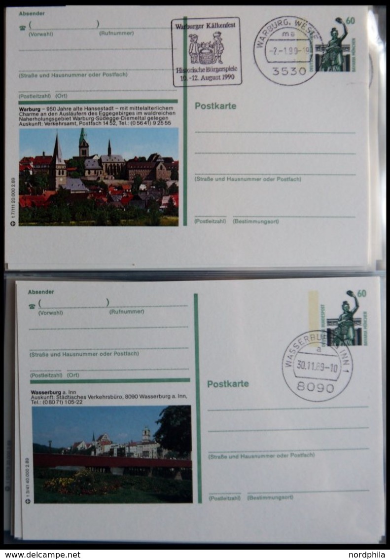 GANZSACHEN P 139 BRIEF, 1989, 60 Pf. Bavaria, 182 Verschiedene 60 Pf. Bildpostkarten, Mi.Nr. 2.89 T 1/1 - T 12/182 Kompl - Sammlungen