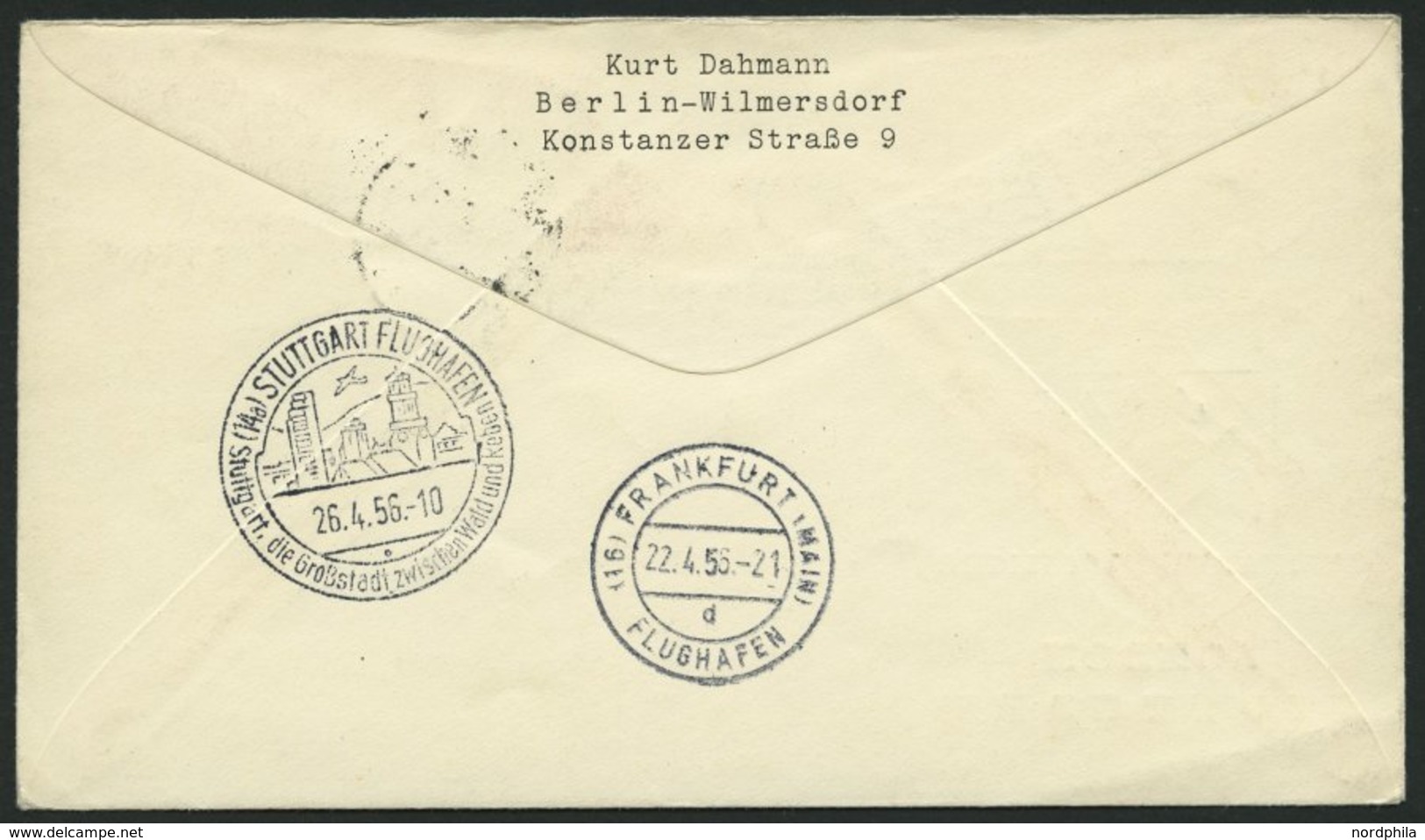 DEUTSCHE LUFTHANSA 55 BRIEF, 22.4.1956, London-Stuttgart, Brief Feinst - Usados