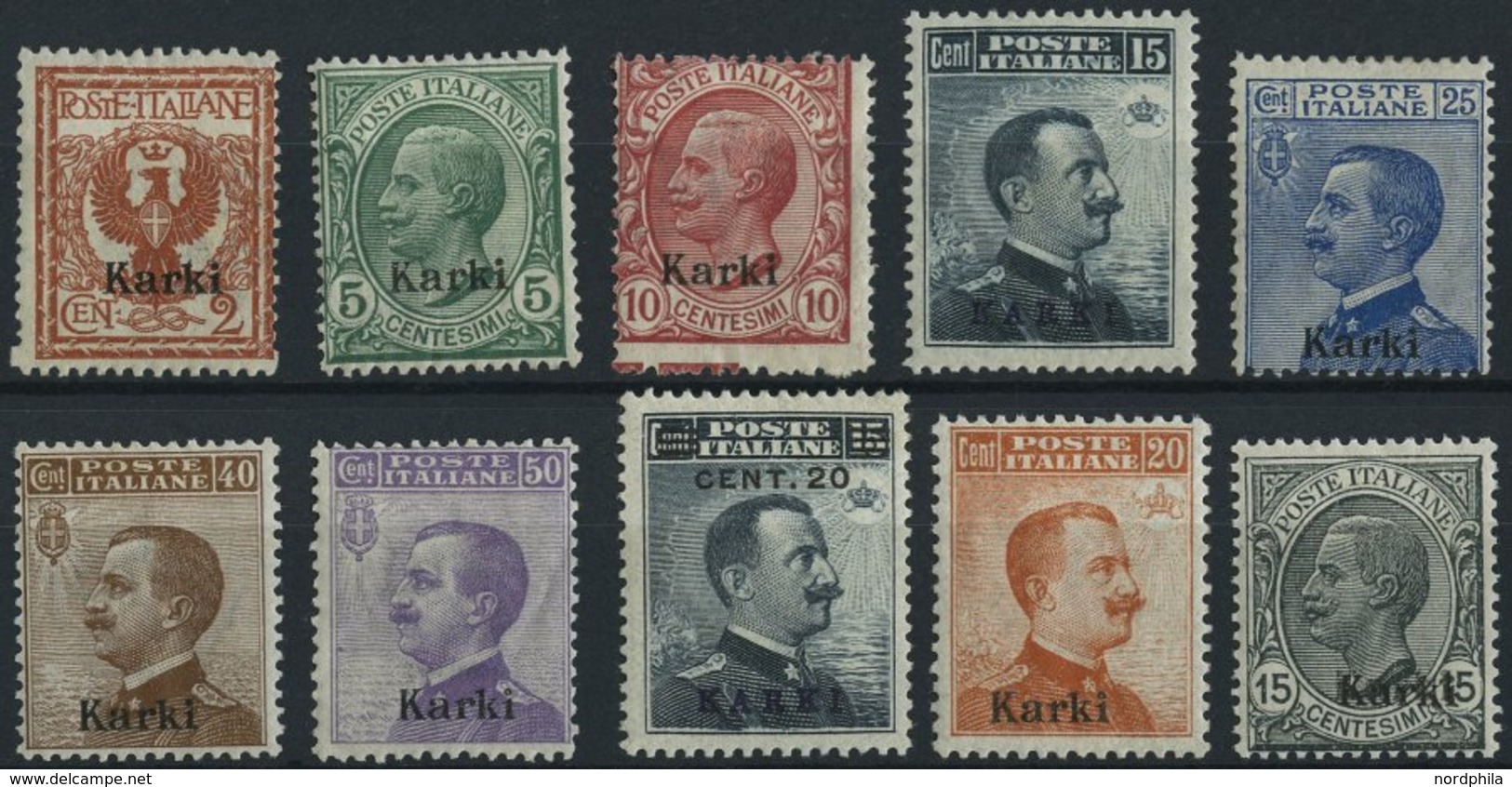 ÄGÄISCHE INSELN 3-12IV *, 1912-22, KARKI, Falzrest, 10 Prachtwerte, Mi. 196.- - Aegean