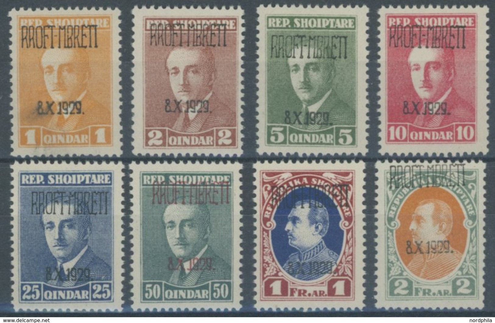 ALBANIEN 202-09 *, 1929, 34. Geburtstag, Falzrest, Prachtsatz - Albanien