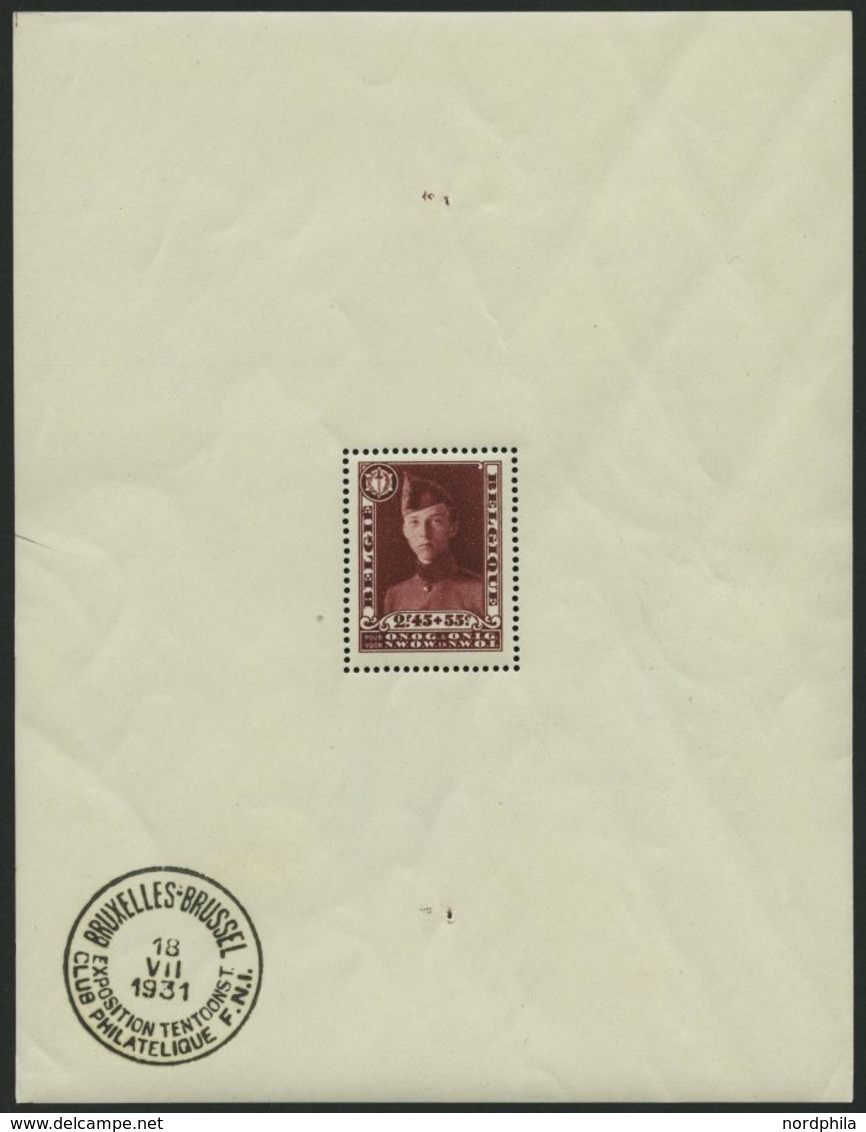 BELGIEN Bl. 2 **, 1931, Block Kriegsinvaliden, Sonderstempel Im Rand, Pracht, Mi. 600.- - Sonstige & Ohne Zuordnung