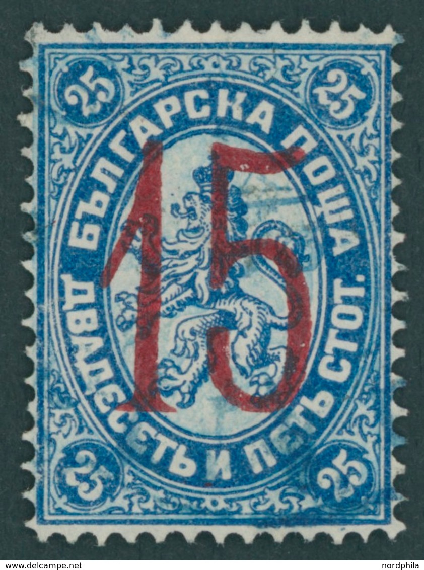 BULGARIEN 23II O, 1885, 15 Auf 25 St. Blau/hellblau Stdr.-Aufdruck, Pracht, Mi. 130.- - Otros & Sin Clasificación