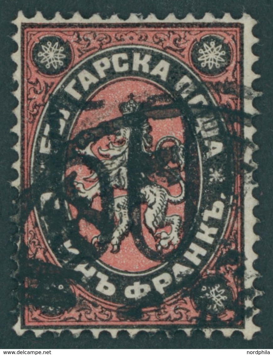 BULGARIEN 24 O, 1885, 50 Auf 1 Fr. Schwarz/rot, Pracht, Gepr. Drahn, Mi. 450.- - Autres & Non Classés