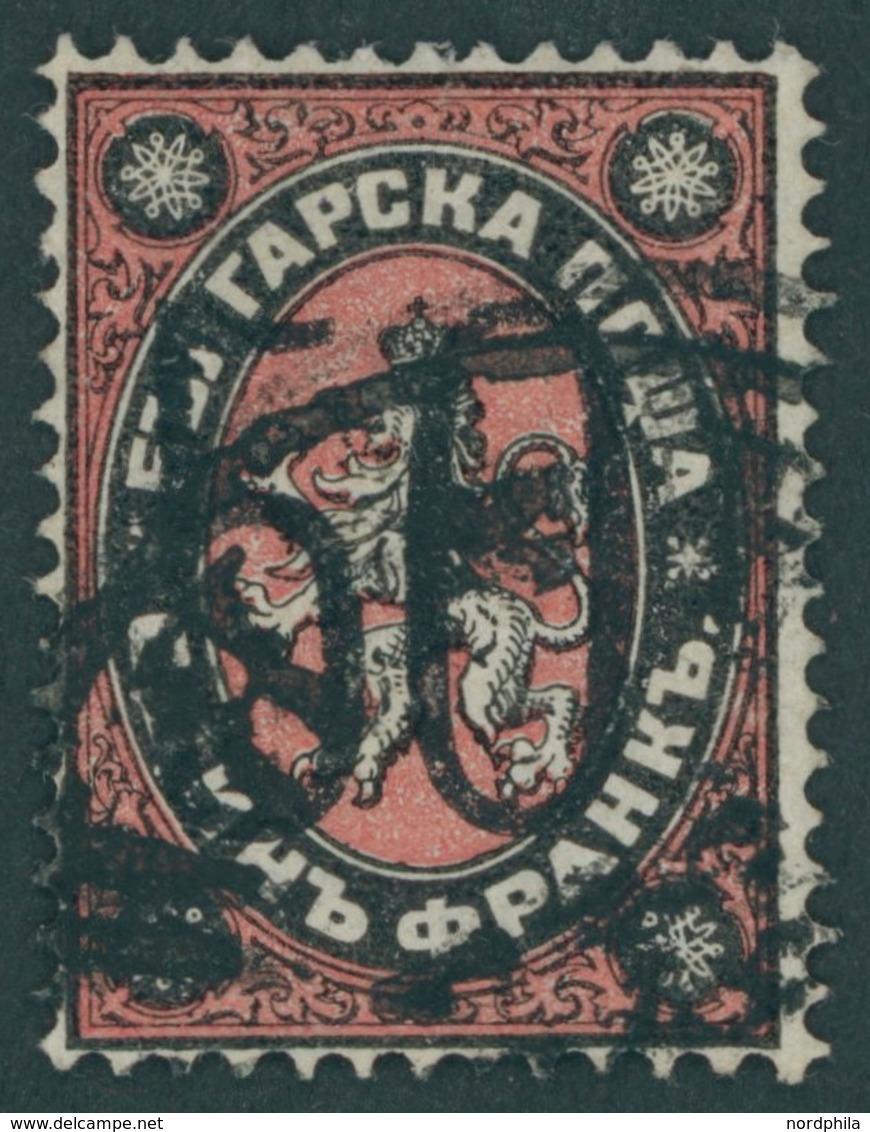 BULGARIEN 24 O, 1885, 50 Auf 1 Fr. Schwarz/rot, Pracht, Gepr. Drahn, Mi. 450.- - Otros & Sin Clasificación