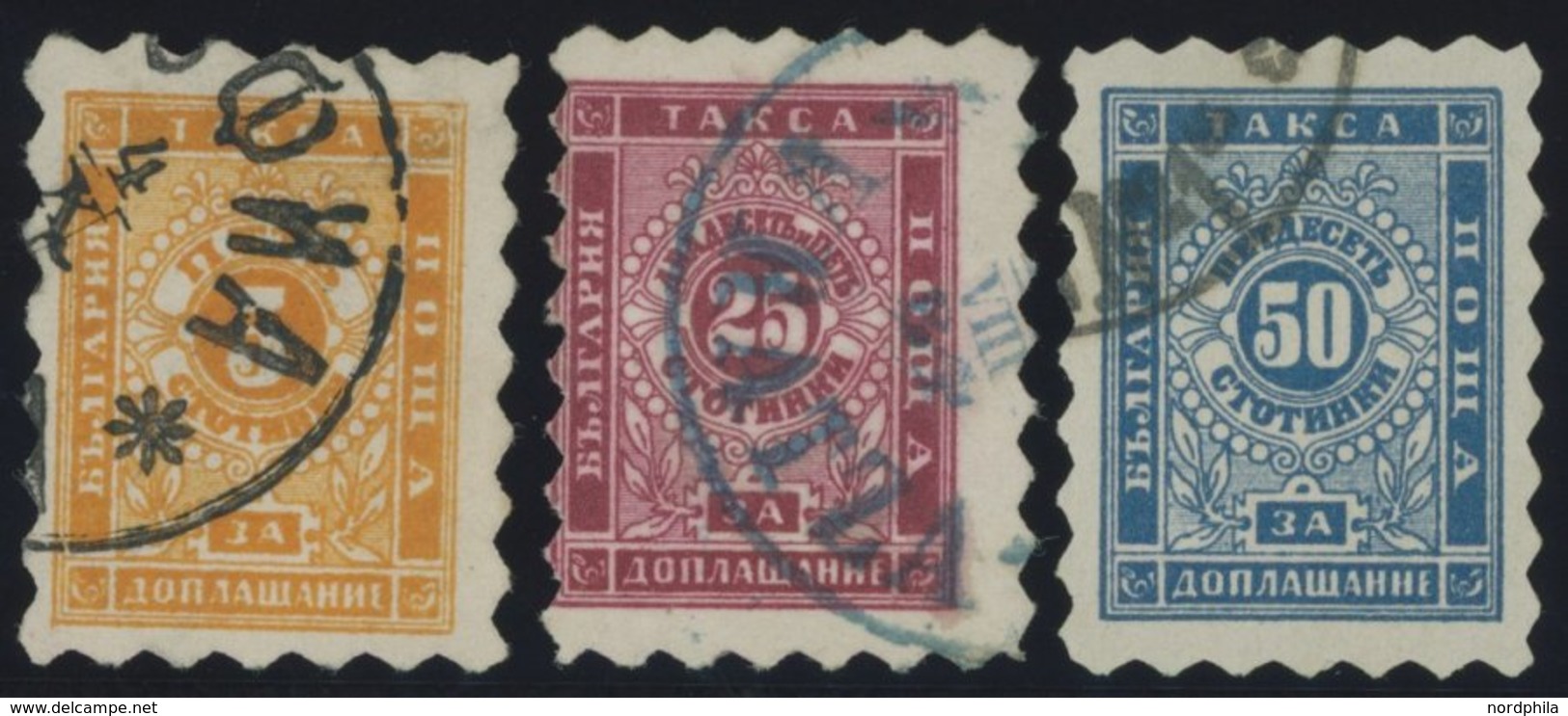 BULGARIEN P 1-3A O, Portomarken: 1884, Ziffer, Gezähnt A, Feinst/Pracht, Gepr. Drahn, Mi. 185.- - Other & Unclassified