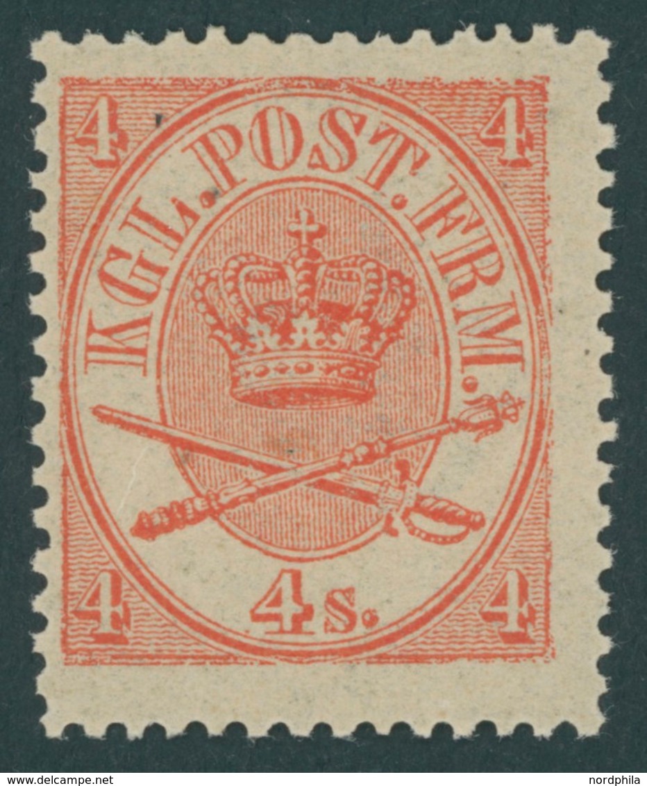 DÄNEMARK 13aA *, 1865, 4 S. Rot, Erstfalzrest, Kabinett - Usado