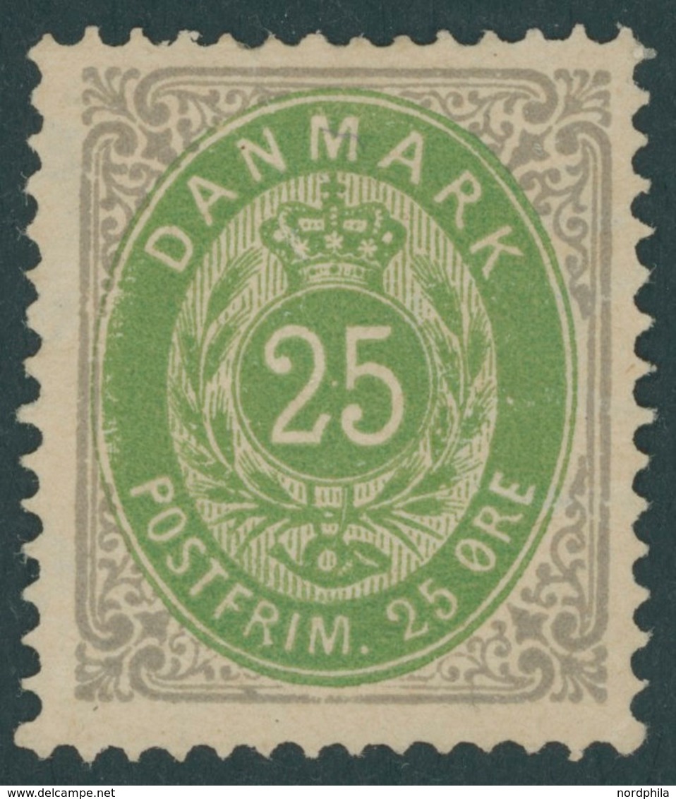 DÄNEMARK 29IYA *, 1875, 25 Ø, Normaler Rahmen, Wz. 1Y, Gezähnt K 14:131/2, Falzrest, Pracht, Mi. 65.- - Usado