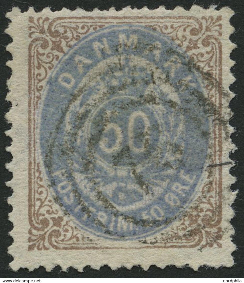 DÄNEMARK 30IYAa O, 1875, 50 Ø Braun/blauviolett, Feinst, Mi. 250.- - Gebraucht