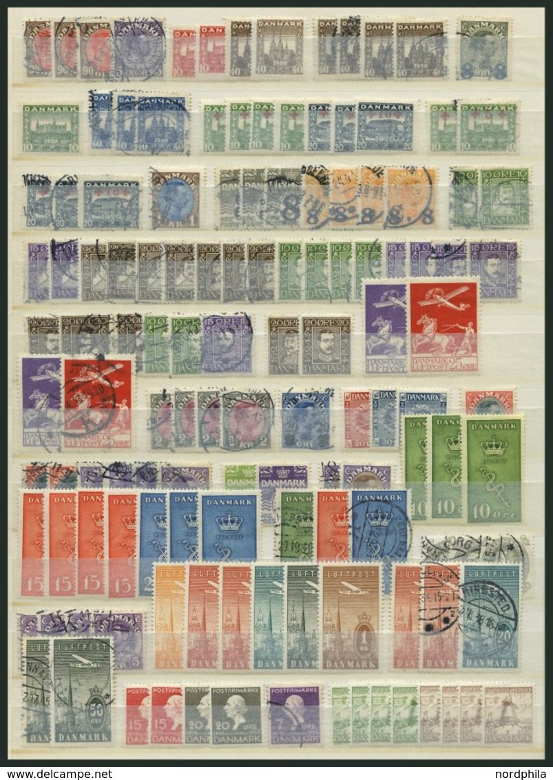 SAMMLUNGEN, LOTS O,*, **, 1882-1977, Dublettenpartie Dänemark Mit Meist Gestempelten Mittleren Werten, Incl. Dienst-, Po - Otros & Sin Clasificación