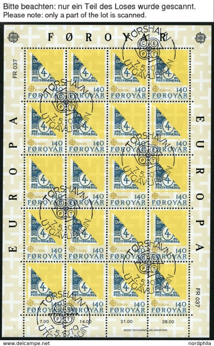 FÄRÖER KB O, 1979-90, Europa, Alle 12 Kleinbogensätze Komplett Mit Ersttagsstempeln, Pracht, Mi. 470.- - Otros & Sin Clasificación