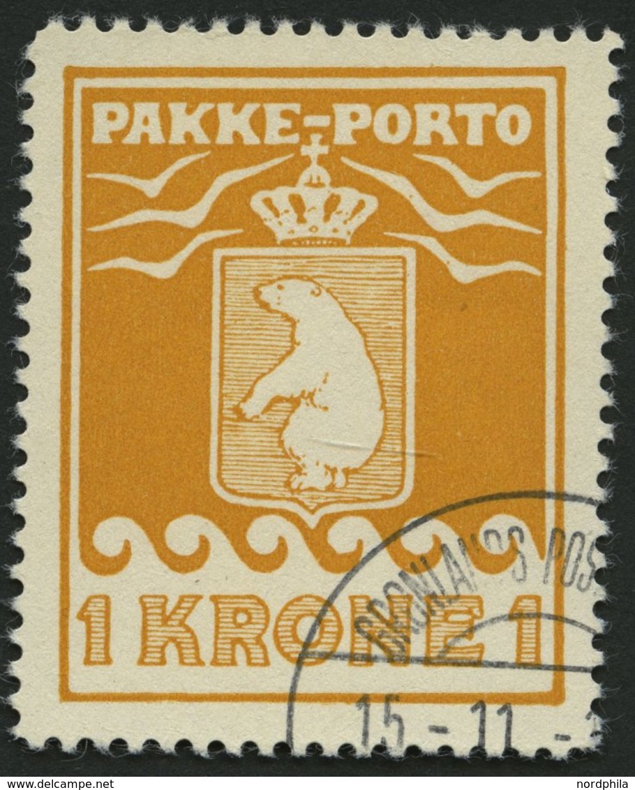 GRÖNLAND - PAKKE-PORTO 11B O, 1937, 1 Kr. Gelb, Gezähnt L 10 3/4, (Facit P 16), Pracht - Parcel Post