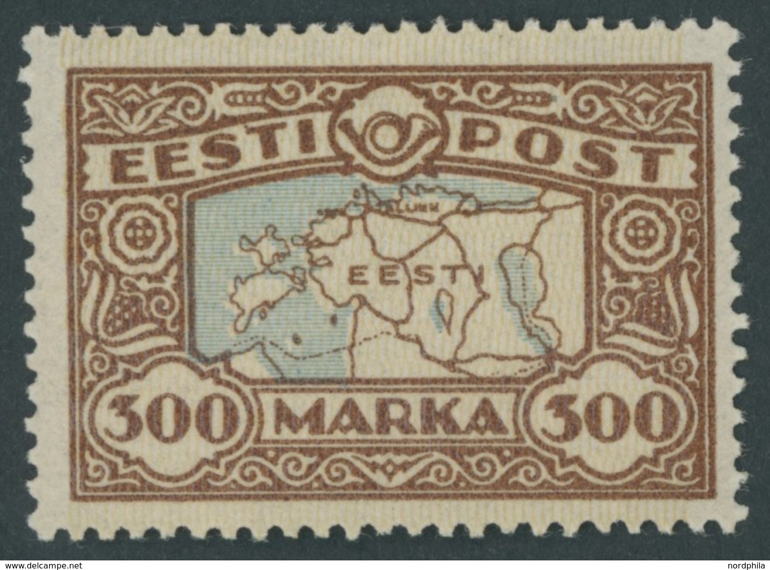 ESTLAND 54 *, 1924, 300 M. Landkarte, Falzrest, Pracht - Estonia