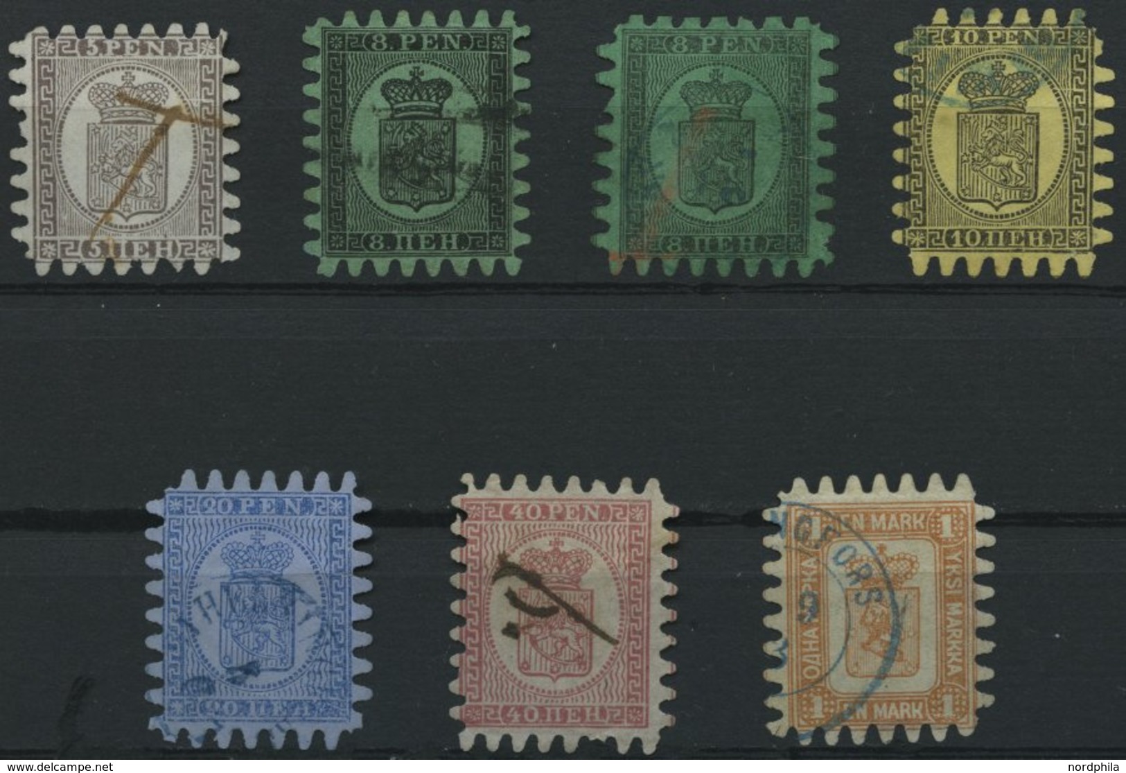 FINNLAND 5-10 O, 1866, 5 P. - 1 M., 7 Werte, Etwas Unterschiedlich, Besichtigen! - Otros & Sin Clasificación