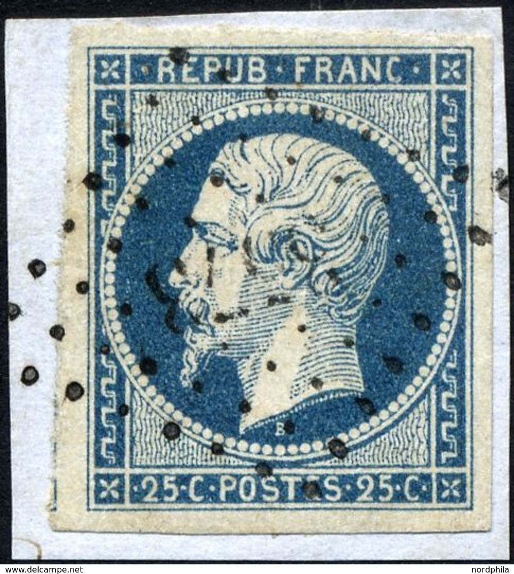 FRANKREICH 9a BrfStk, 1852, 25 C. Blau, Nummernstempel 3573, Kabinettbriefstück - Autres & Non Classés