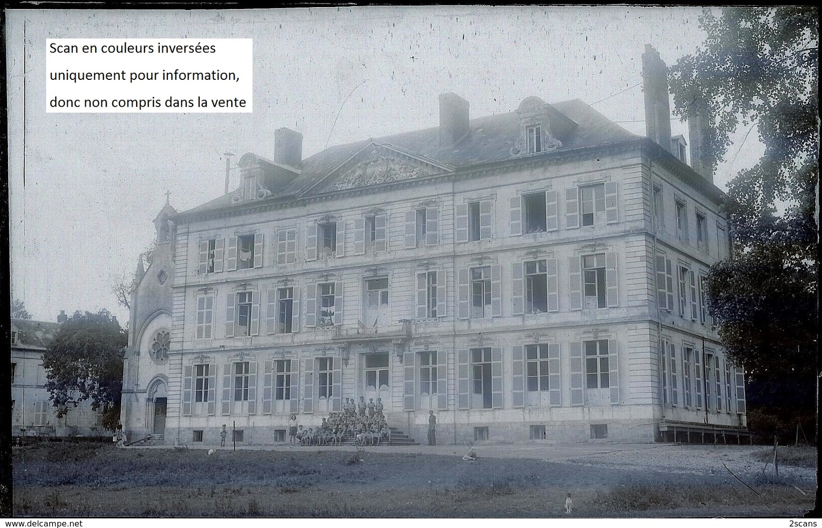 Dépt 80 - GÉZAINCOURT - PLAQUE De VERRE (négatif Photo Noir & Blanc, Cliché R. Lelong) - Le CHÂTEAU Et La CHAPELLE - Autres & Non Classés