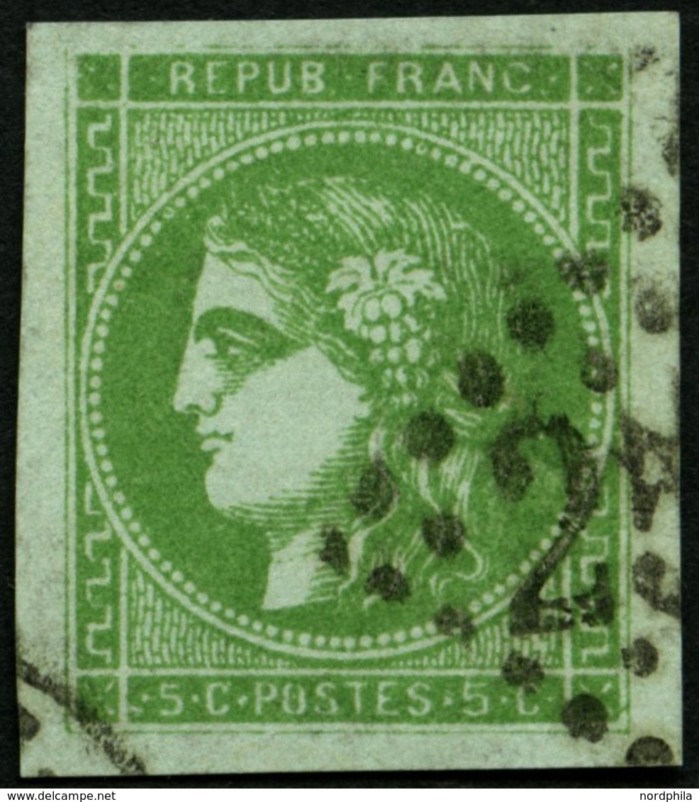 FRANKREICH 39a O, 1870, 5 C. Grün, Allseits Riesenrandig, Kabinett - Autres & Non Classés