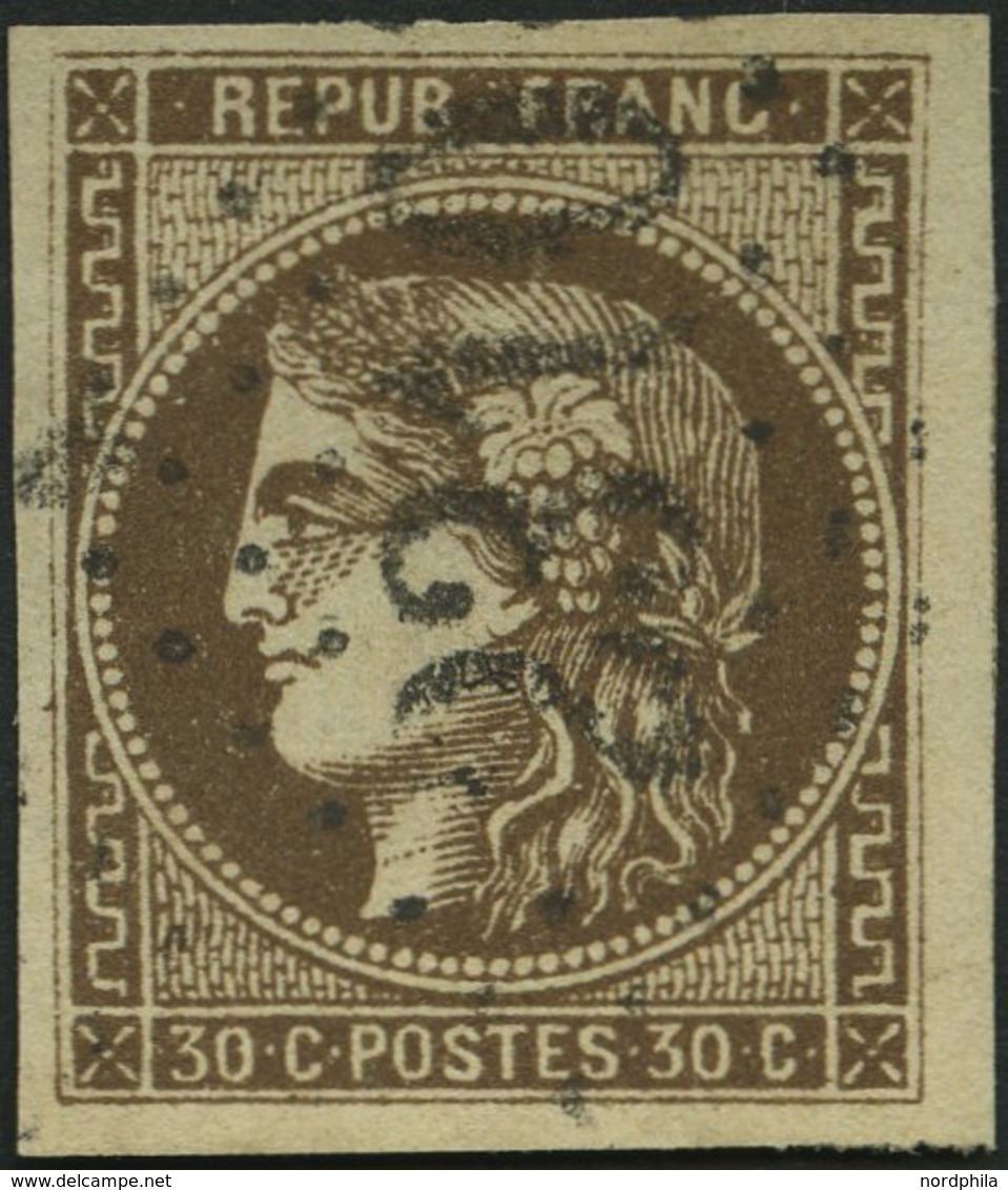 FRANKREICH 42a O, 1870, 30 C. Braun, Nummernstempel 2310, Kabinett, Mi. (260.-) - Otros & Sin Clasificación