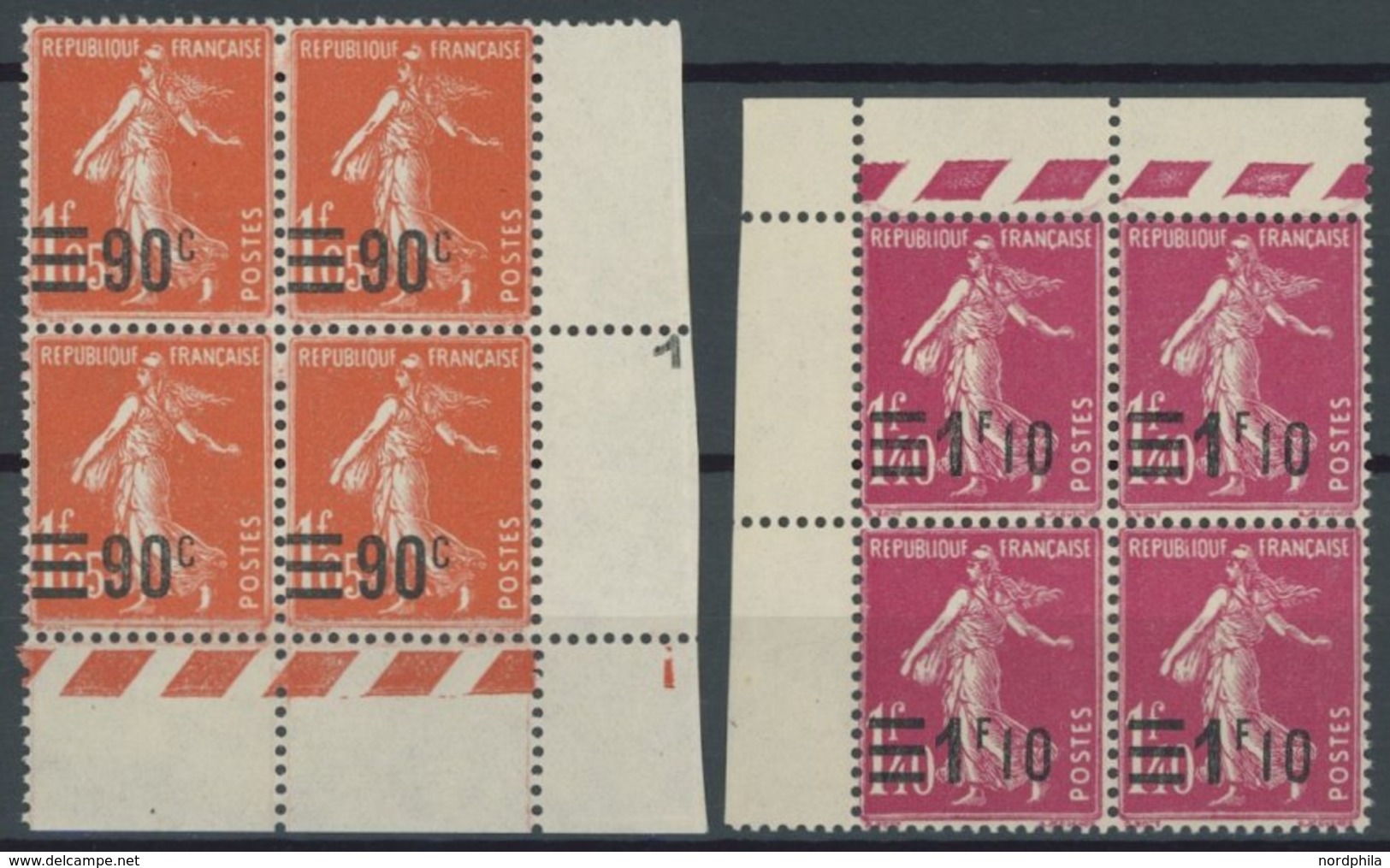 FRANKREICH 200-10 VB **, 1926/7, Freimarken In Viererblocks, Postfrischer, Prachtsatz, Mi. (88.-) - Sonstige & Ohne Zuordnung