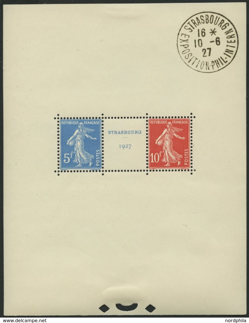 FRANKREICH Bl. 2 O, 1927, Block Straßburg, Stempel Im Rand, Herzstück Postfrisch, Pracht, Mi. 1100.- - Sonstige & Ohne Zuordnung