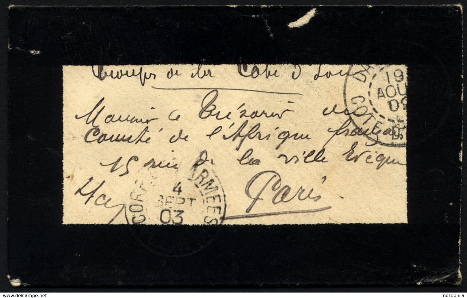 FRANKREICH FELDPOST 1903, Schiffs-Feldpost-Stempel CORR.D`ARMEES Und Handschriftlicher Vermerk Auf Trauer-Feldpostbrief  - Sellos De Guerra