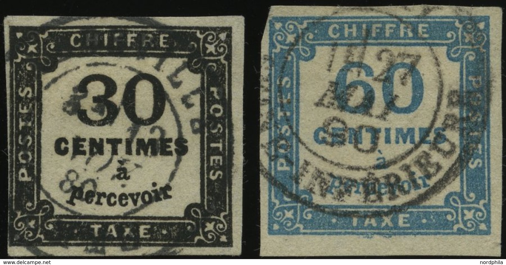 PORTOMARKEN P 8,9a O, 1878, 30 C. Schwarz Und 60 C. Blau, 2 Prachtwerte, Mi. 240.- - Postage Due