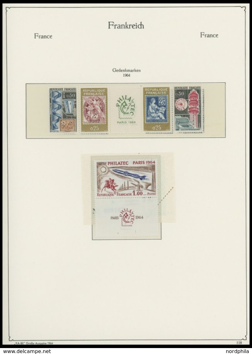 SAMMLUNGEN **, Fast Komplette Postfrische Sammlung Frankreich Von 1960-78 Im KA-BE Falzlosalbum, Dazu 1958/9 Auf Lindner - Sammlungen