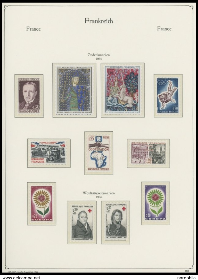 SAMMLUNGEN **, Fast Komplette Postfrische Sammlung Frankreich Von 1960-78 Im KA-BE Falzlosalbum, Dazu 1958/9 Auf Lindner - Sammlungen